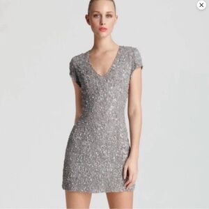 Parker Dress sequin beaded Mini V-Neck Cocktail event evening